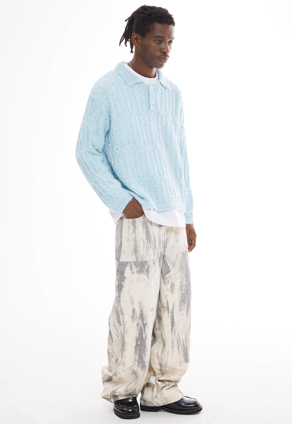 EMPTY REFERENCE Cutout Polo Knit Sweater