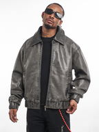 F3F Select Vintage PU Leather Zip Up Jacket