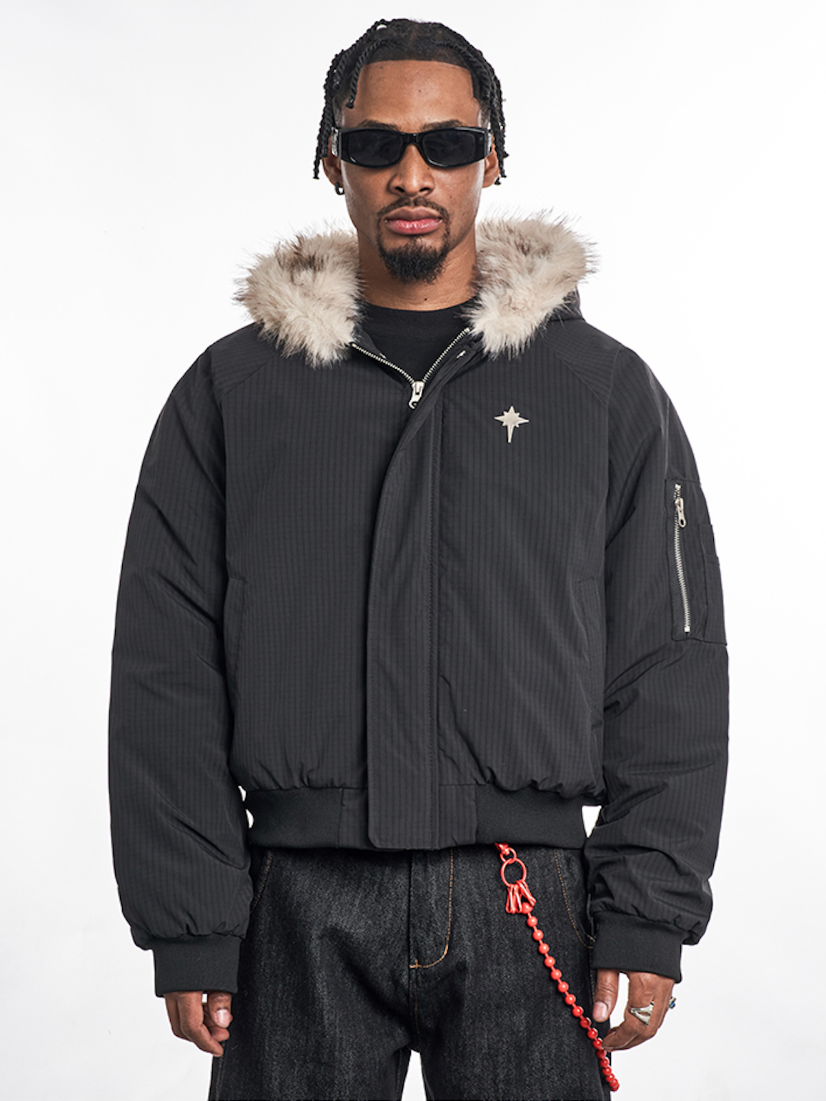 F3F Select Fur Lining Hoodie MA-1 Bomber Flight Jacket