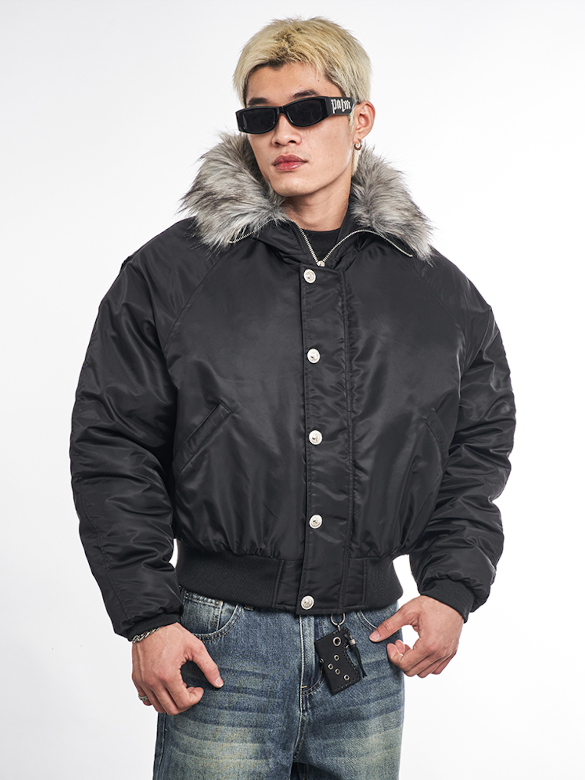 F3F Select Faux Fur Hooded MA-1 Bomber Jacket