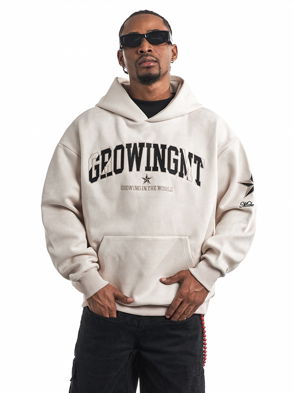 F3F Select Embroidered Faux Suede Hoodie