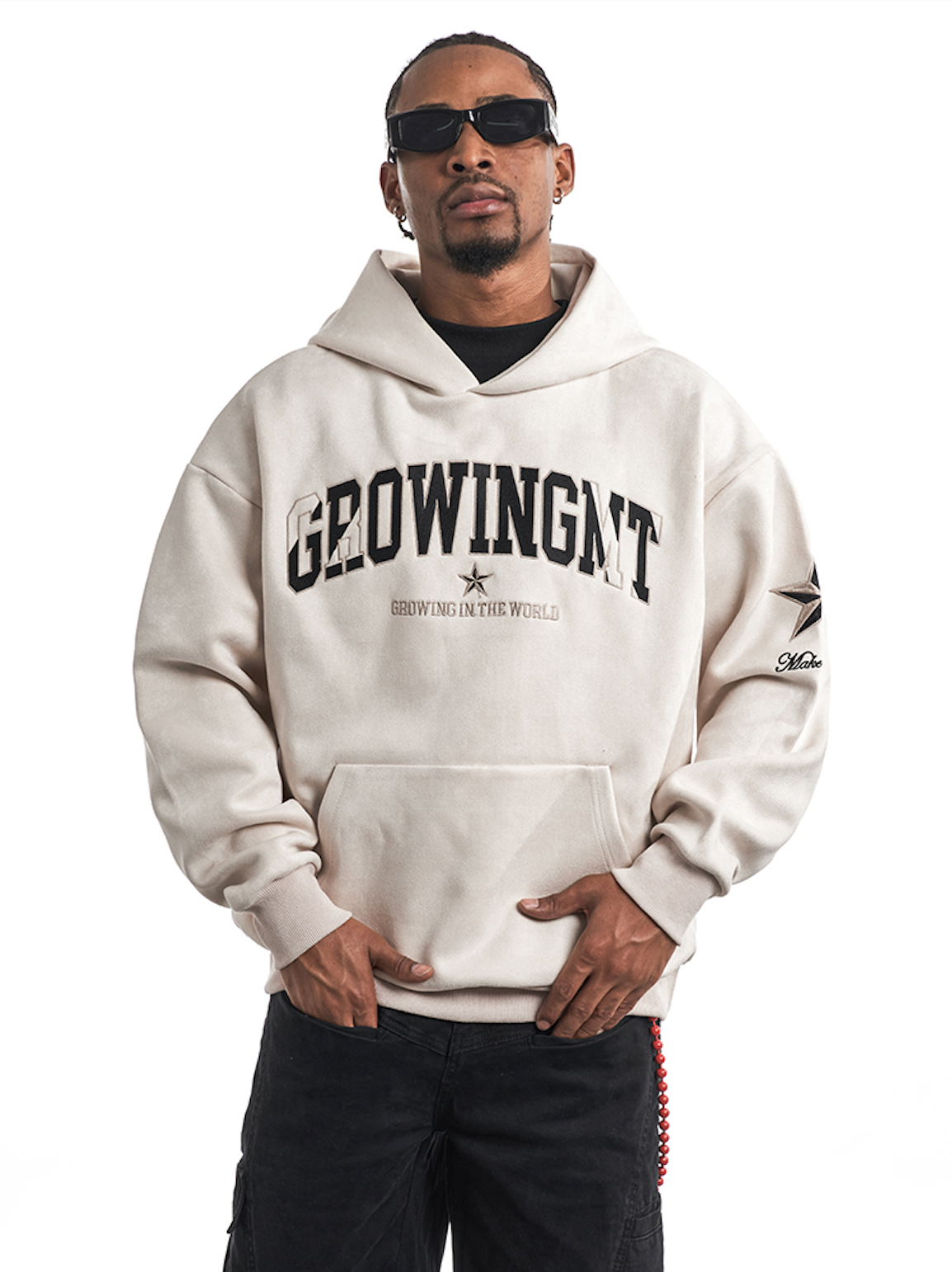 F3F Select Embroidered Faux Suede Hoodie