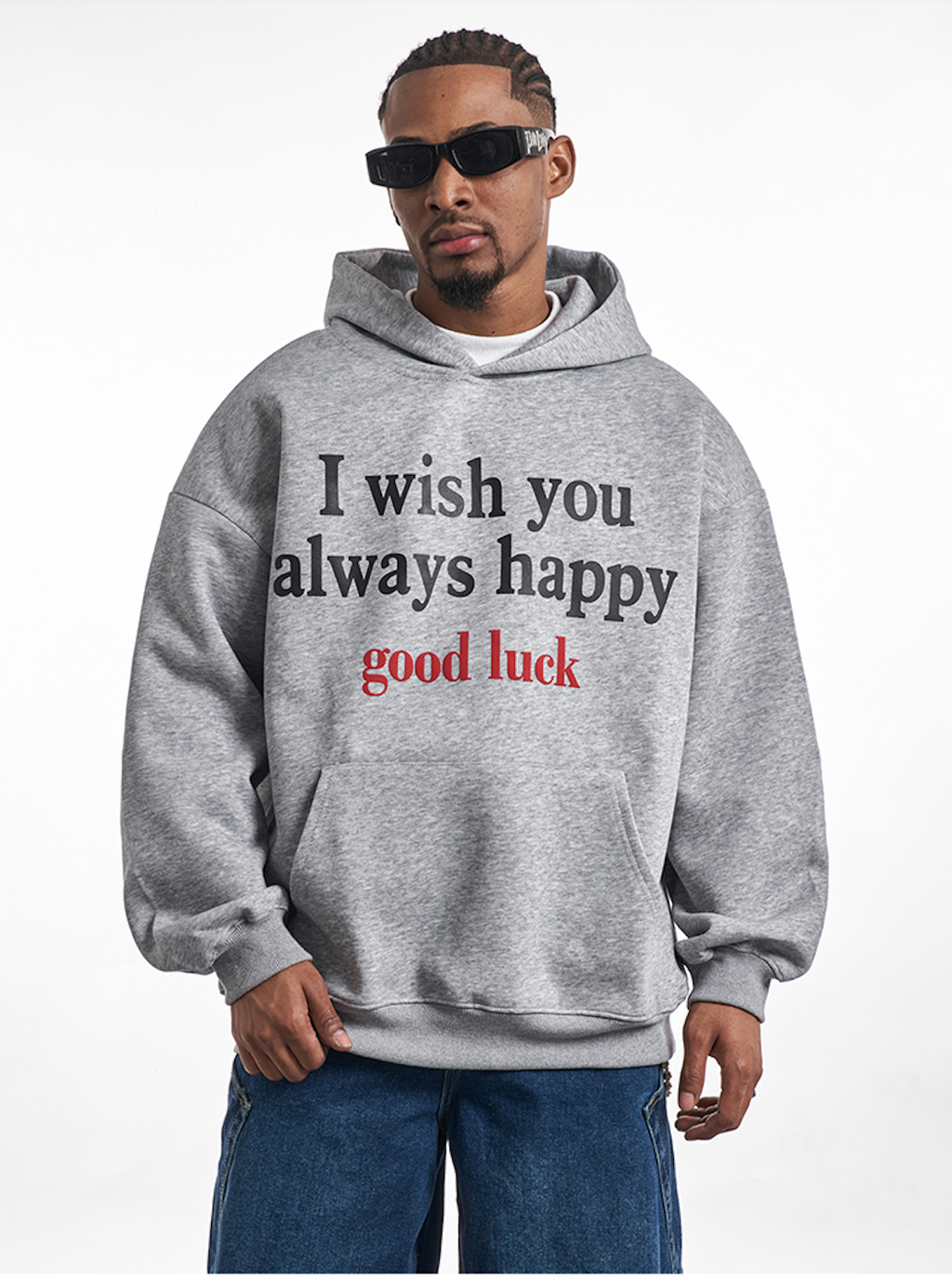 F3F Select Good Luck Printed Letter Hoodie