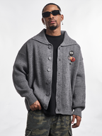 F3F Select Wide Lapel Gray Button Knit Cardigan