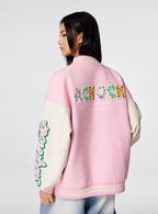 Achock Colorful Flower Logo Embroidery Varsity Jacket