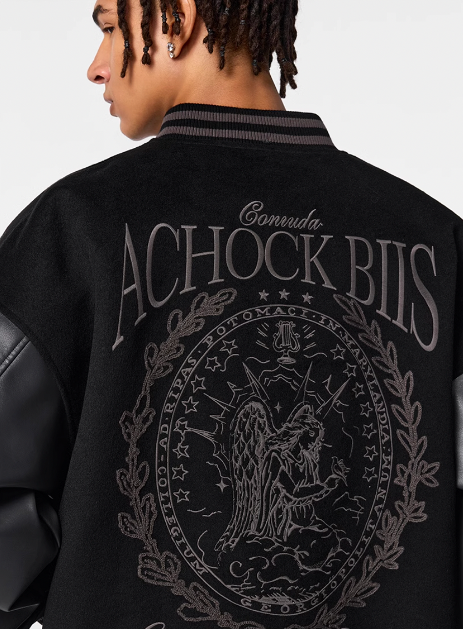 Achock Goddess Embroidery Varsity Jacket