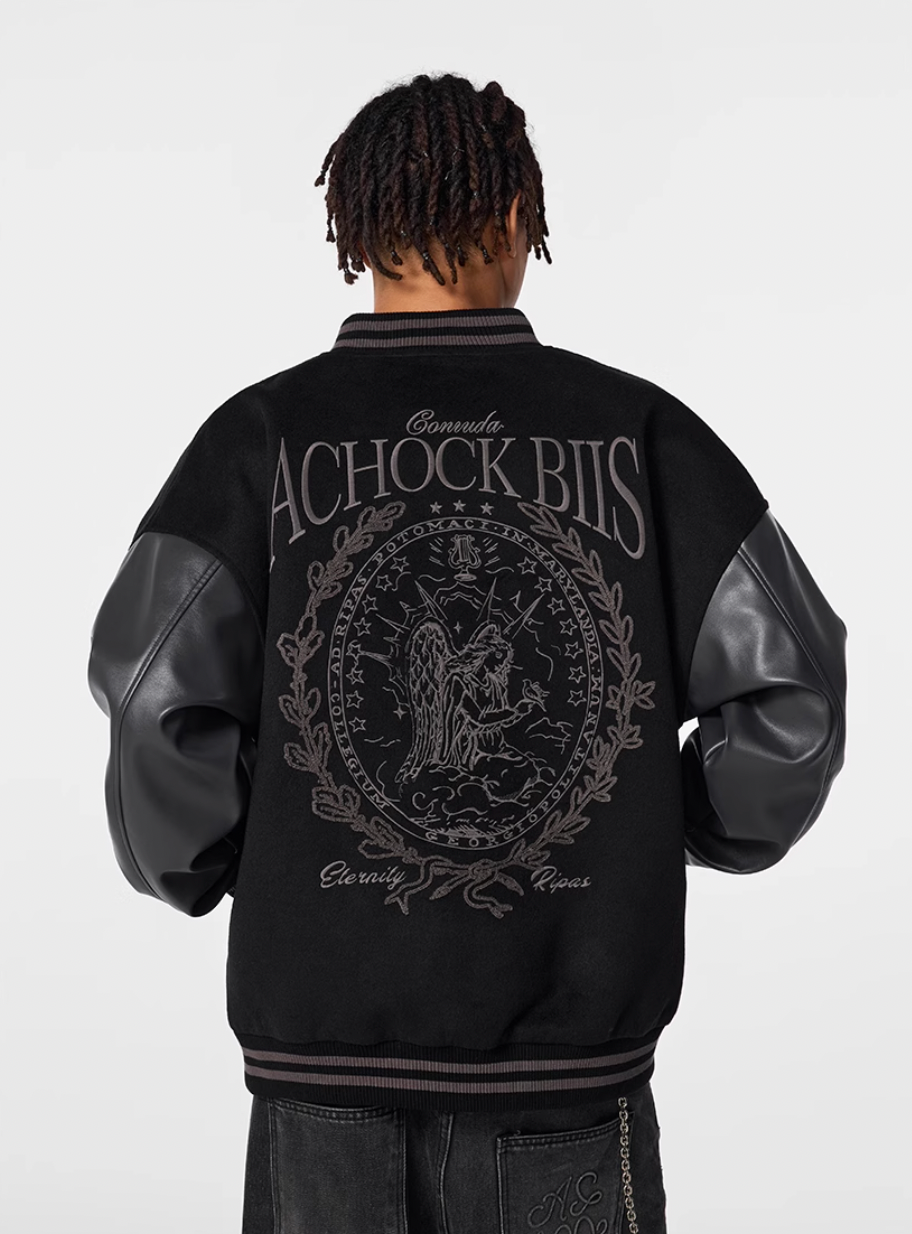 Achock Goddess Embroidery Varsity Jacket
