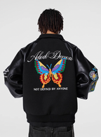 Achock Colorful Butterfly Embroidery Varsity Jacket