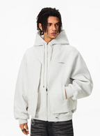Achock Layered Double Zip Hooded Sweatshirt Jacket