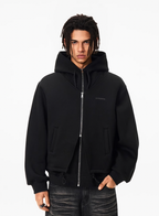 Achock Layered Double Zip Hooded Sweatshirt Jacket