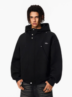 Achock Snap Button Wind Flap Zip Up Hooded Jacket