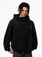 Achock Snap Button Wind Flap Zip Up Hooded Jacket