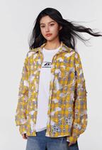 Achock Holes Lace Patches Plaid Long Sleeved Shirt