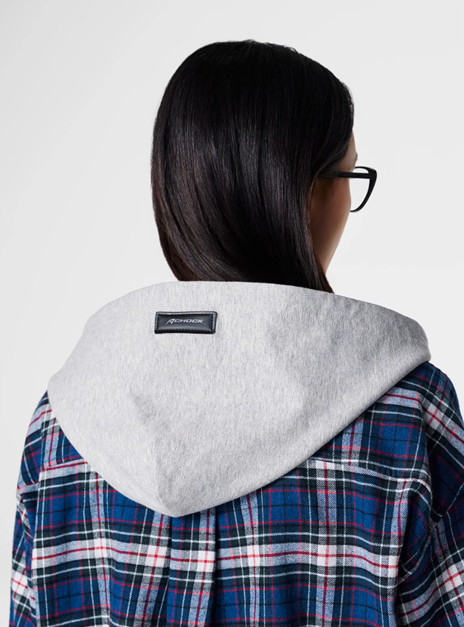 Achock Plaid Hooded Long Sleeved Shirt