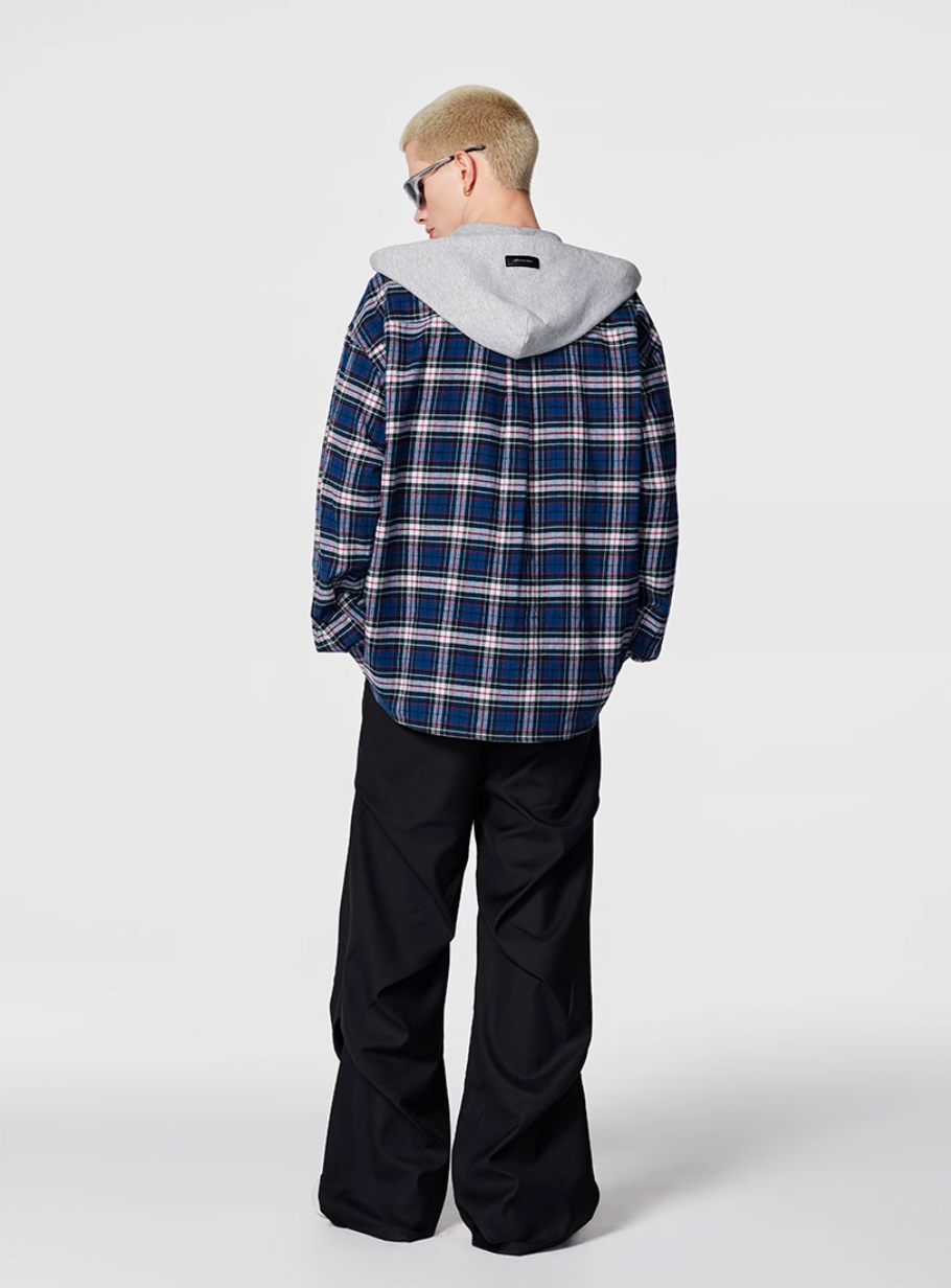 Achock Plaid Hooded Long Sleeved Shirt