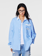Achock Color Blocking Striped Long Sleeved Shirt