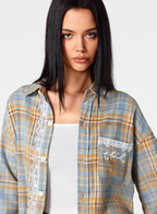 Achock Plaid Lace Long Sleeved Shirt