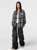 Achock Design Pocket Plaid Long Sleeved Shirt