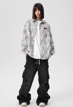 Achock Rose Embroidery Washed Long Sleeved Shirt