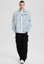 Achock Rose Embroidery Washed Long Sleeved Shirt