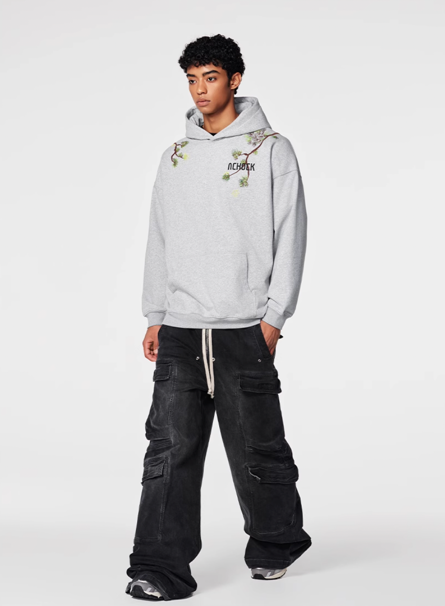 Achock Pine Tree Heavy Embroidery Hoodie