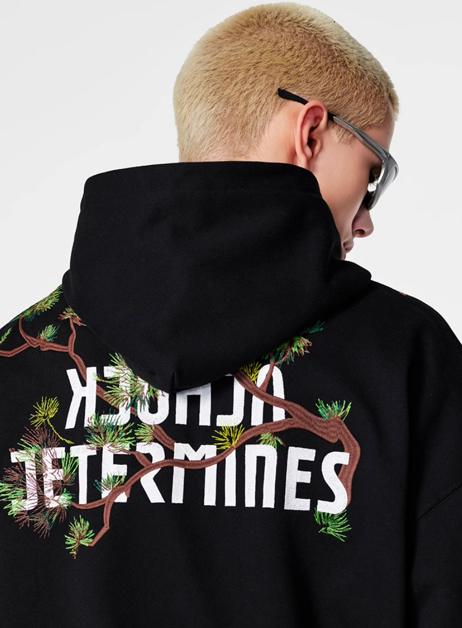 Achock Pine Tree Heavy Embroidery Hoodie