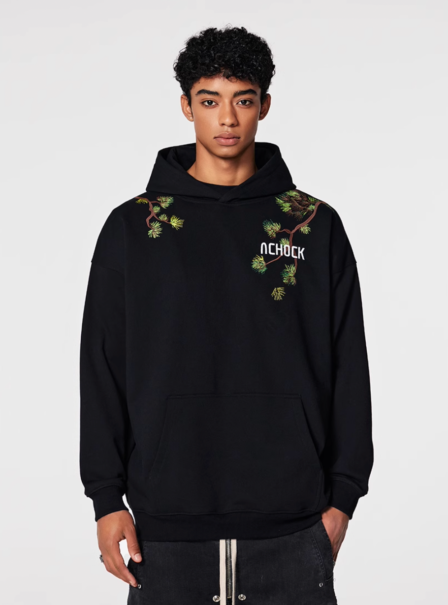 Achock Pine Tree Heavy Embroidery Hoodie