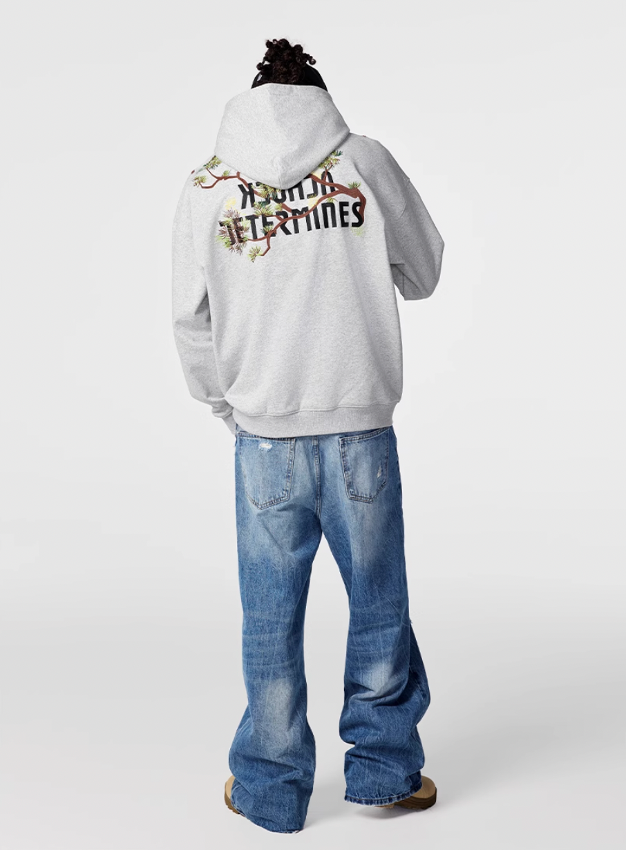 Achock Pine Tree Heavy Embroidery Hoodie