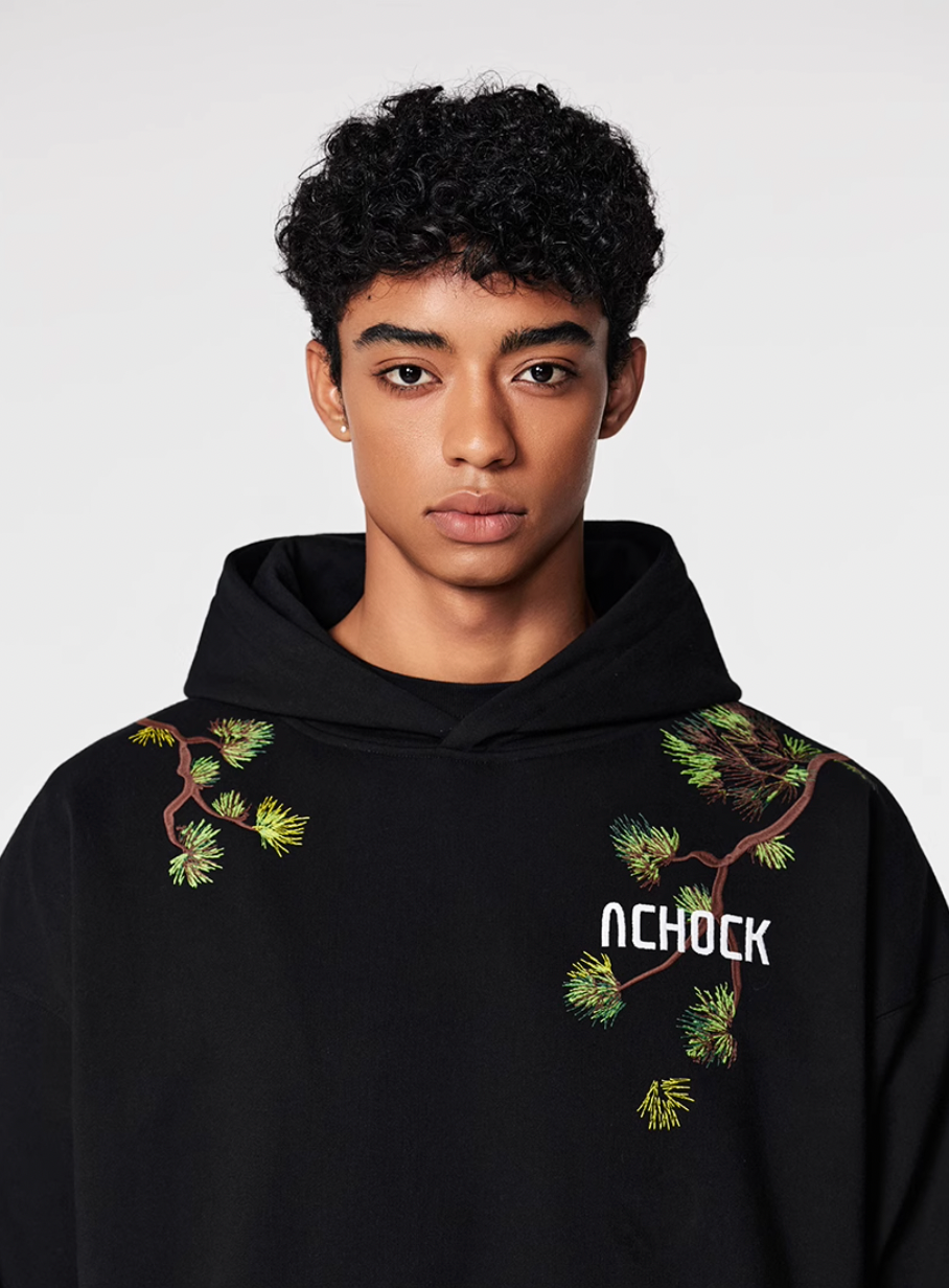 Achock Pine Tree Heavy Embroidery Hoodie