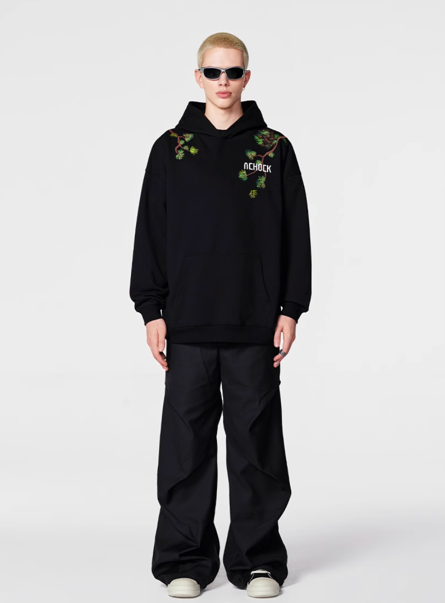Achock Pine Tree Heavy Embroidery Hoodie