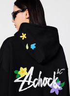 Achock Floral Embroidery Logo Printed Hoodie