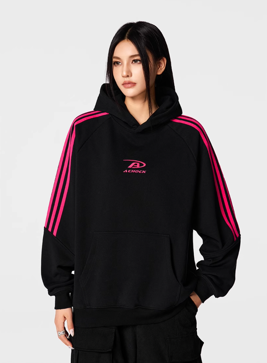 Achock Bar Striped Logo Hoodie