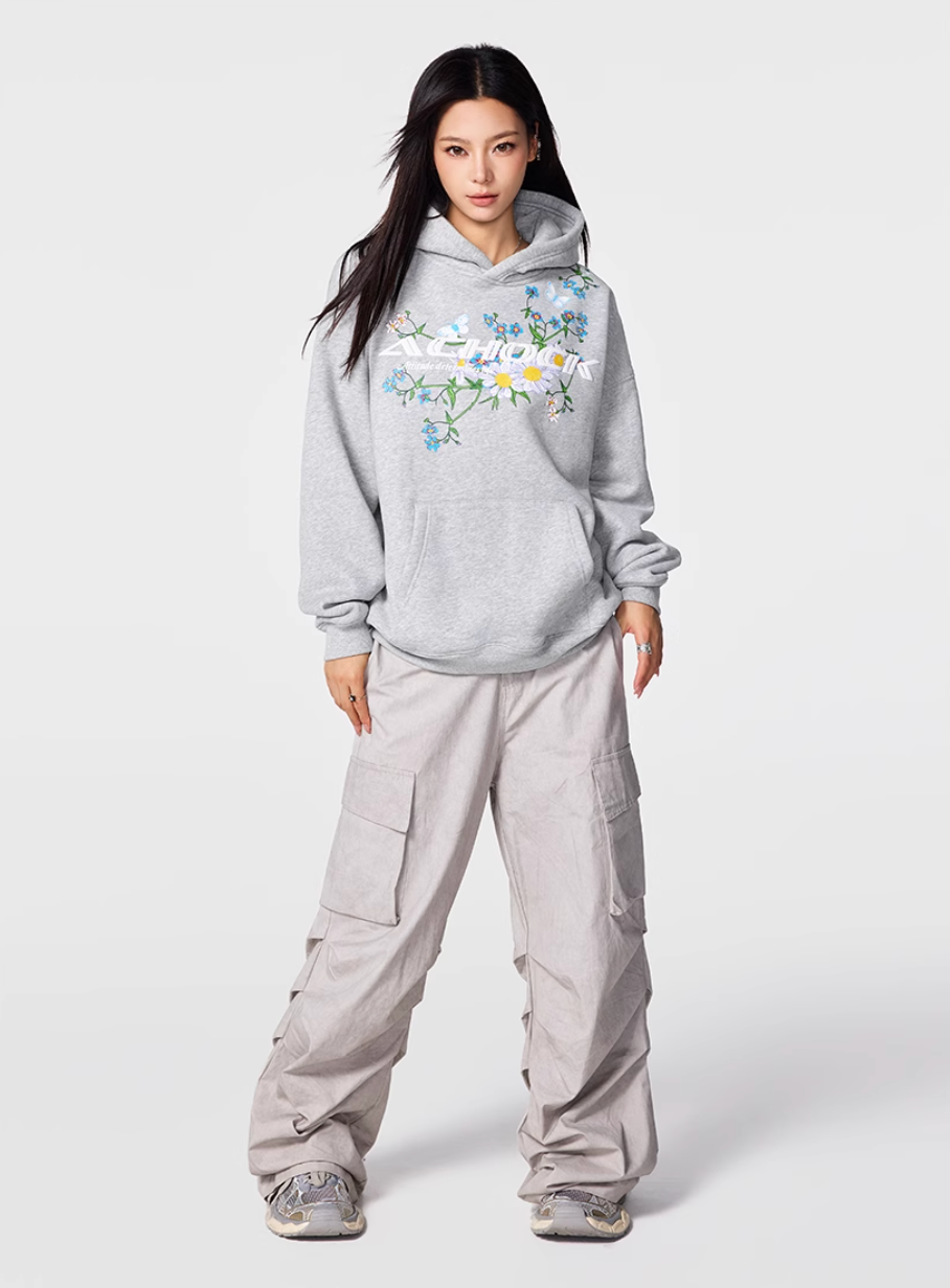 Achock Foam Printed Flower Hoodie