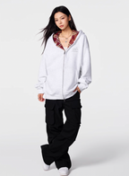 Achock Logo Embroidery Plaid Lining Zip Up Hoodie