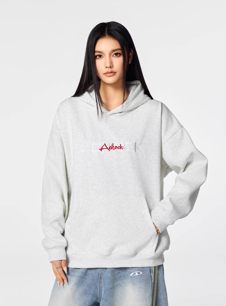 Achock Logo Floral Embroidered Hoodie