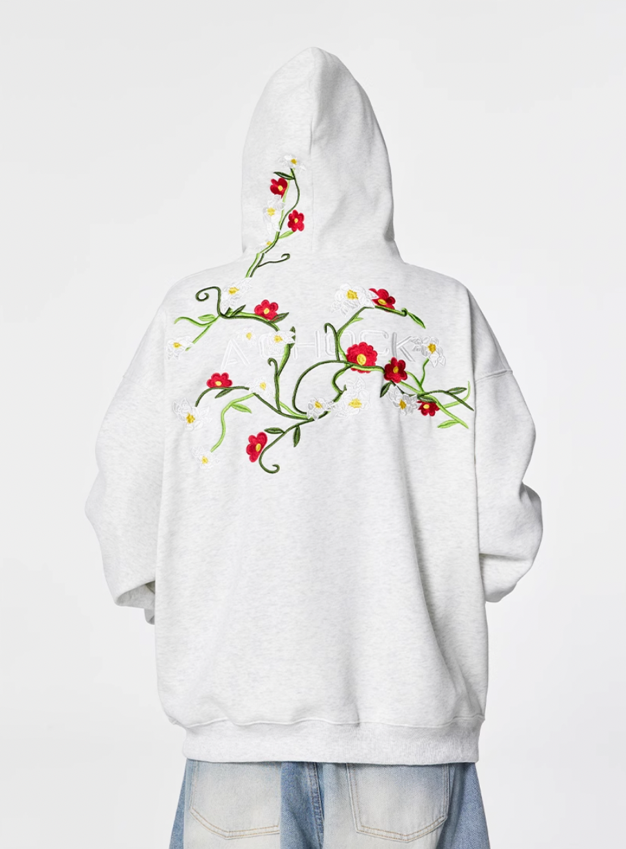 Achock Logo Floral Embroidered Hoodie