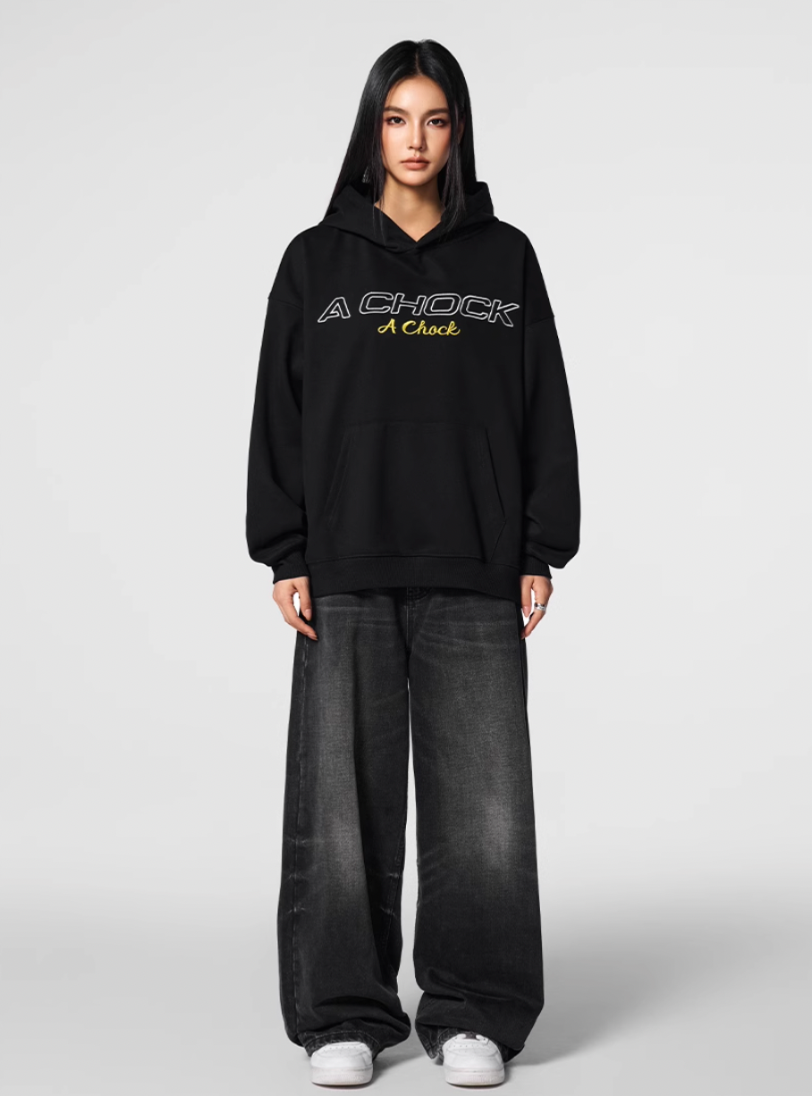 Achock Flower Logo Embroidered Hoodie