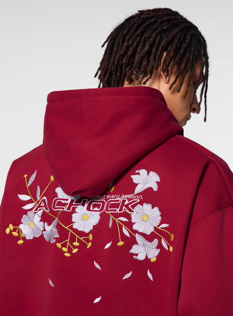 Achock Flower Logo Embroidered Hoodie