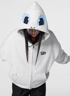 Achock Little Devil Embroidered Plush Zip Up Hoodie