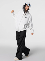 Achock Little Devil Embroidered Plush Zip Up Hoodie