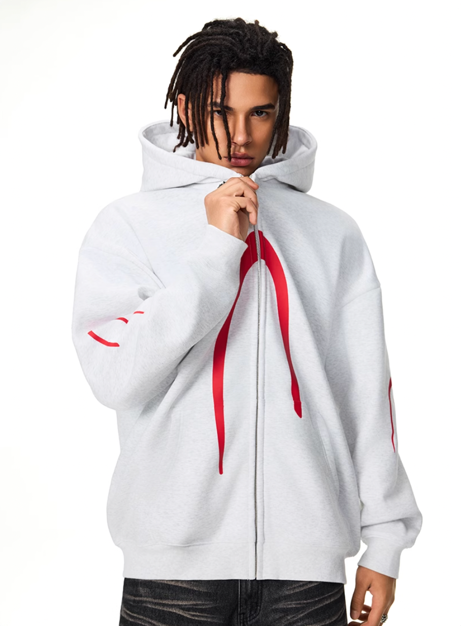 Achock Heavyweight Logo Printed Zip Up Hoodie