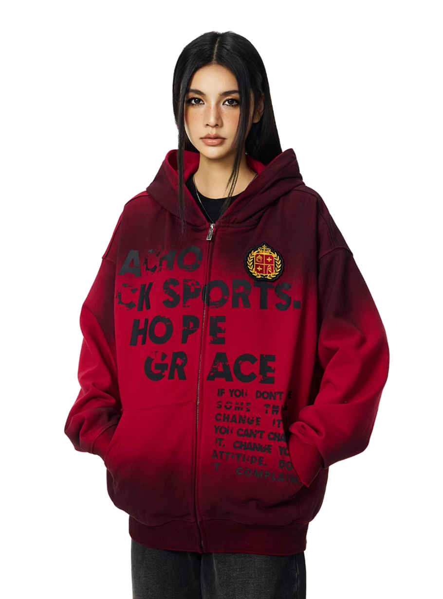 Achock Gradation Zip Up Hoodie