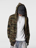 Achock Patch Embroidery Camouflage Zip Up Hoodie
