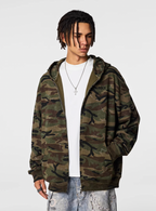 Achock Patch Embroidery Camouflage Zip Up Hoodie