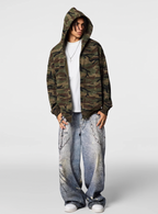 Achock Patch Embroidery Camouflage Zip Up Hoodie