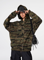 Achock Patch Embroidery Camouflage Zip Up Hoodie
