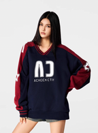 Achock Color Blocking V-Neck Sweatshirt