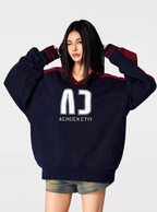 Achock Color Blocking V-Neck Sweatshirt
