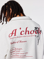 Achock Butterfly Patch Embroidered Half-Zip Sweatshirt