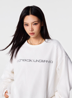 Achock Fake Two Pieces Printed Mesh Long Sleeve Tee
